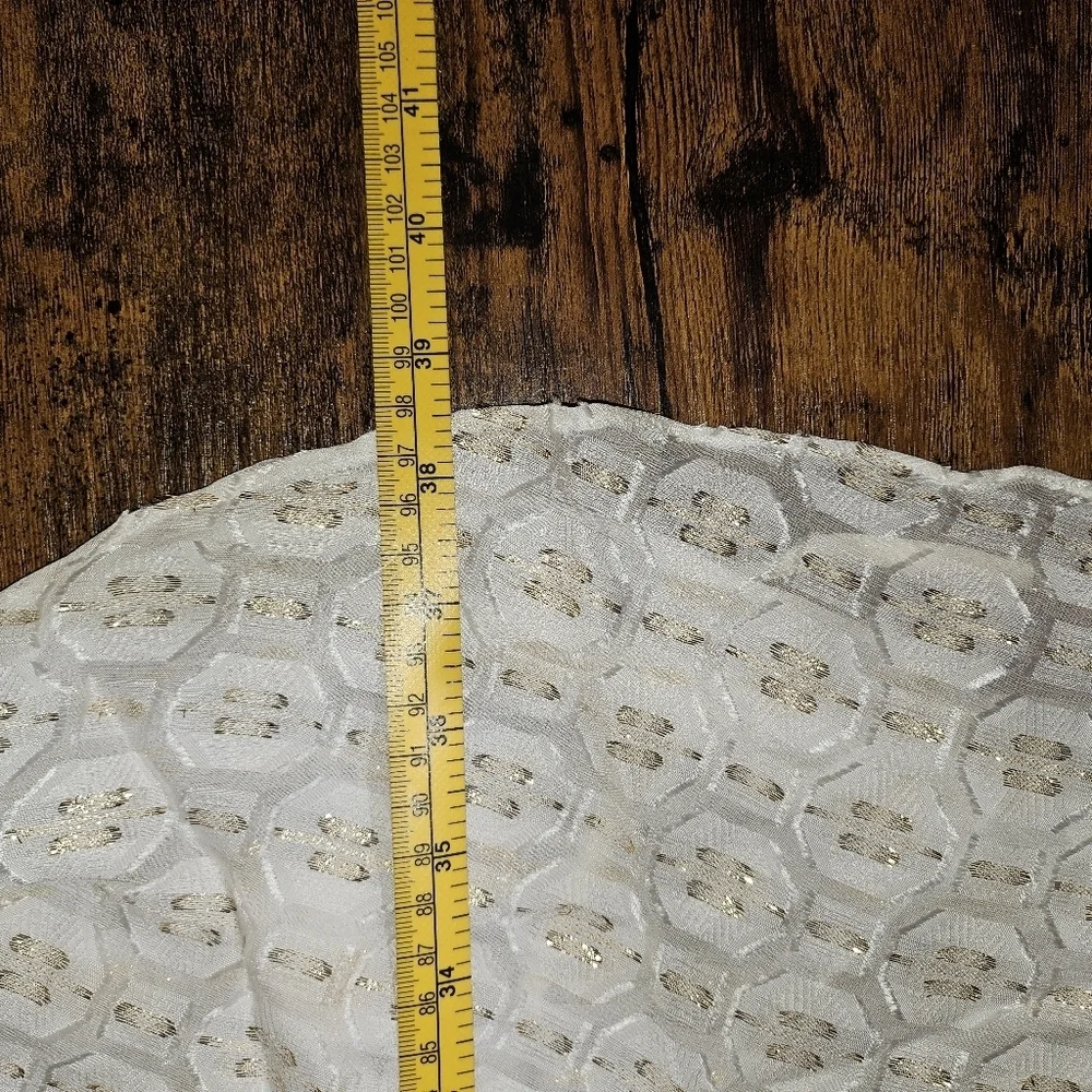 NWT Tory Burch Jasmine Ivory Gold Dress Tie Waist 2 XS - Picture 8 of 10